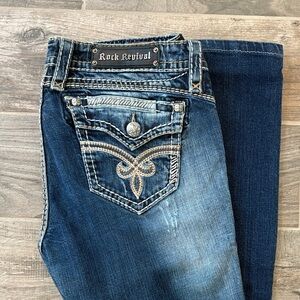Rock Revival Women's Dark and Light Blue Boot Cut Jeans
